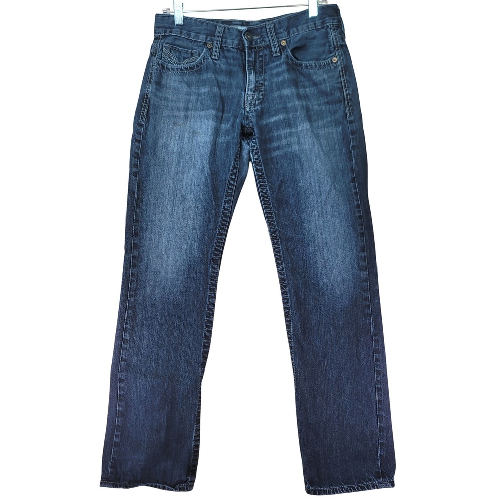 BKE Carter Straight Jeans Mens 31x30 Dark Wash Good Distressed ABM2728